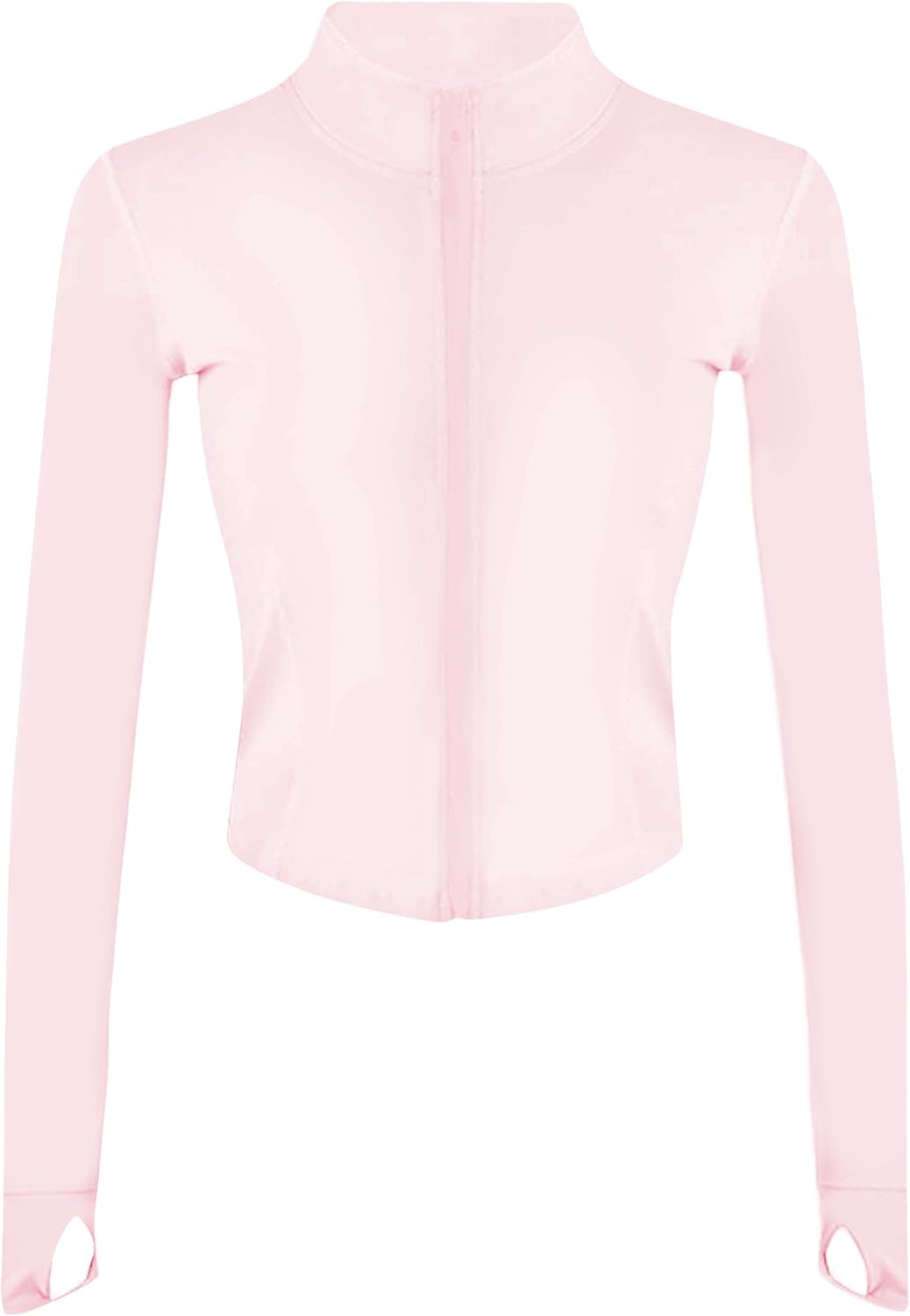 Womens Active Zip Up Running Workout Cropped Bbl Athletic Jacket with Thumb Holes