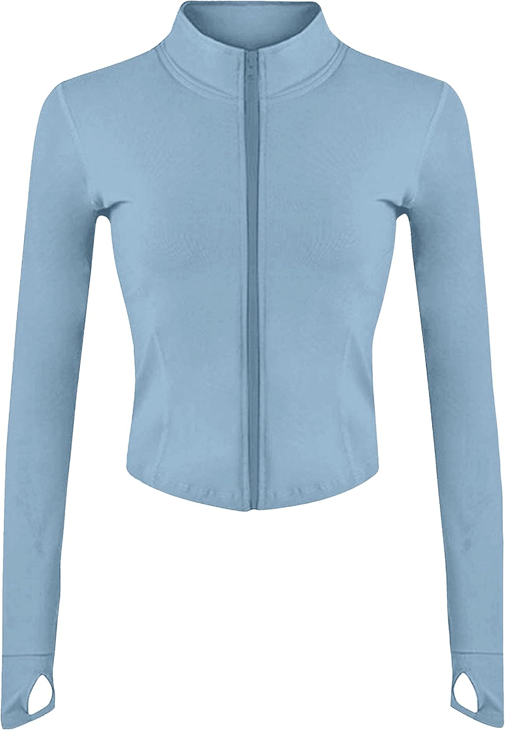 Womens Active Zip Up Running Workout Cropped Bbl Athletic Jacket with Thumb Holes