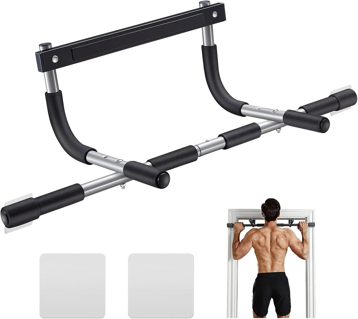 Pull Up Bar for Doorway, Thickened Steel, 440 lbs Capacity, Multi-Grip Chin-Up Bar for Home Gym