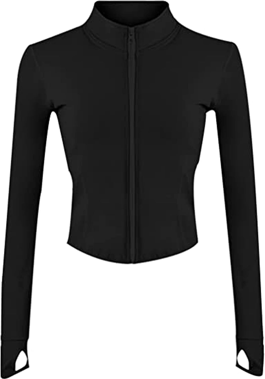 Womens Active Zip Up Running Workout Cropped Bbl Athletic Jacket with Thumb Holes
