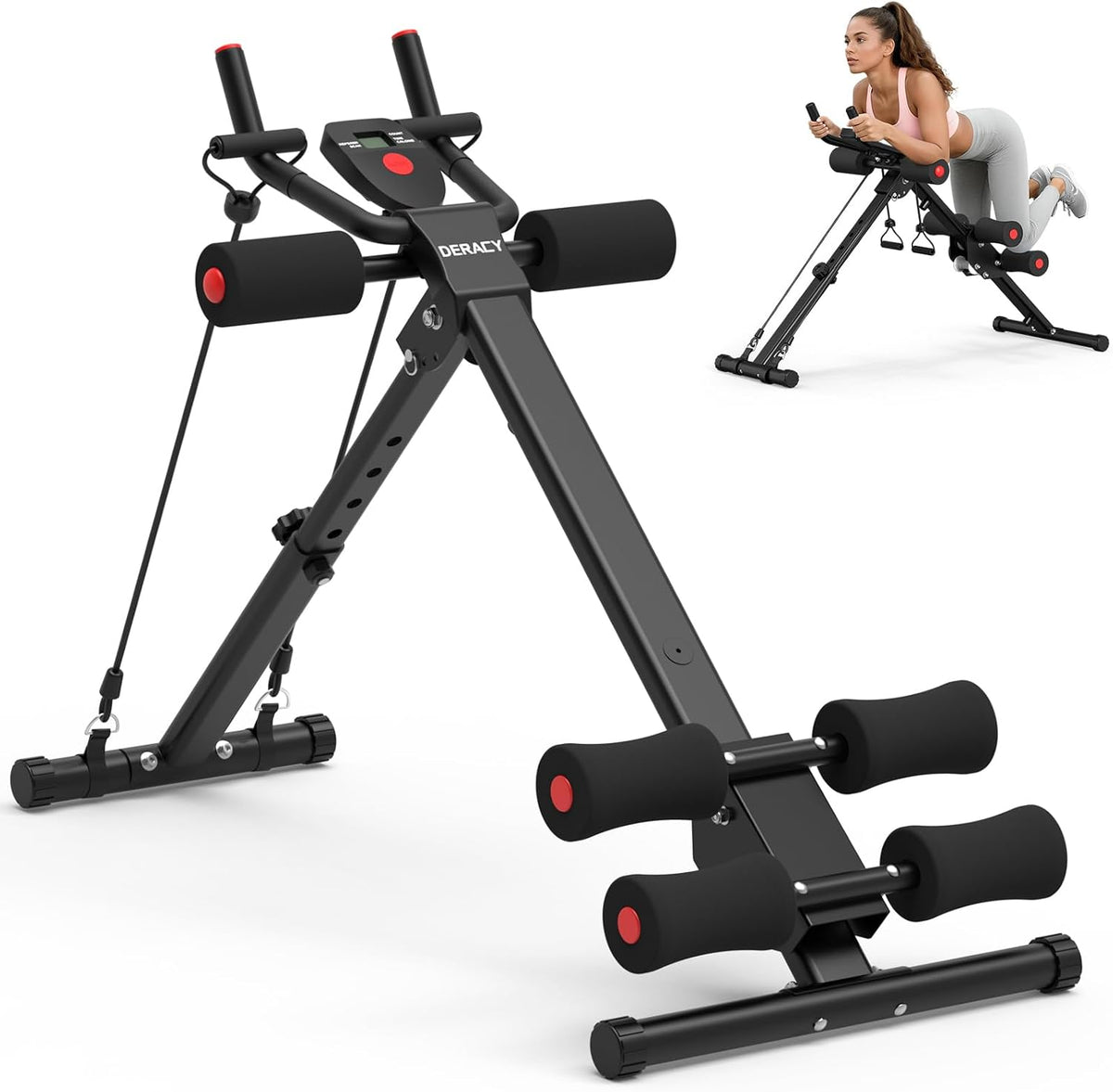 Adjustable Ab Workout Machine, Foldable Ab Trainer for Home Gym, 440 lbs Capacity