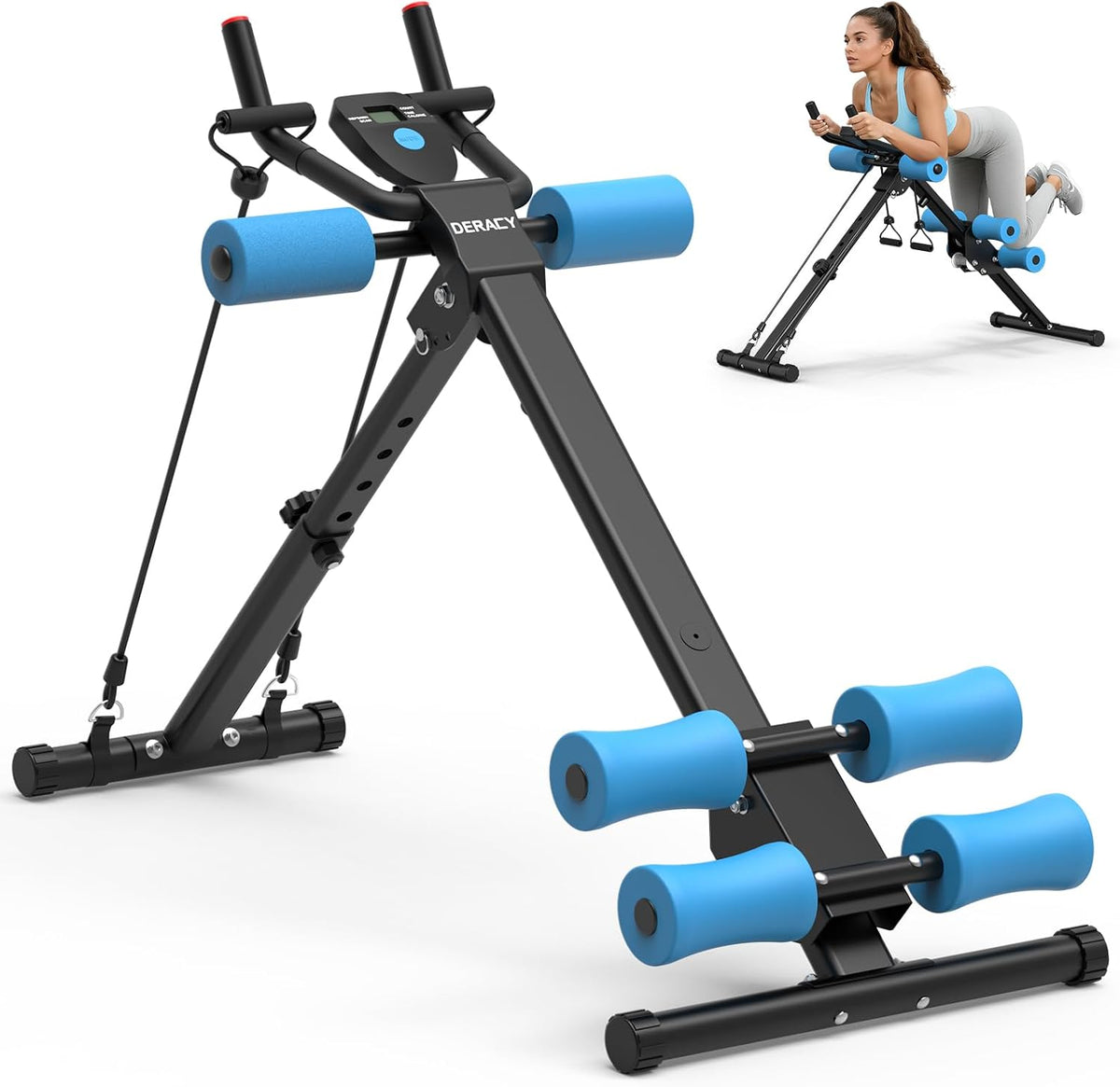 Adjustable Ab Workout Machine, Foldable Ab Trainer for Home Gym, 440 lbs Capacity