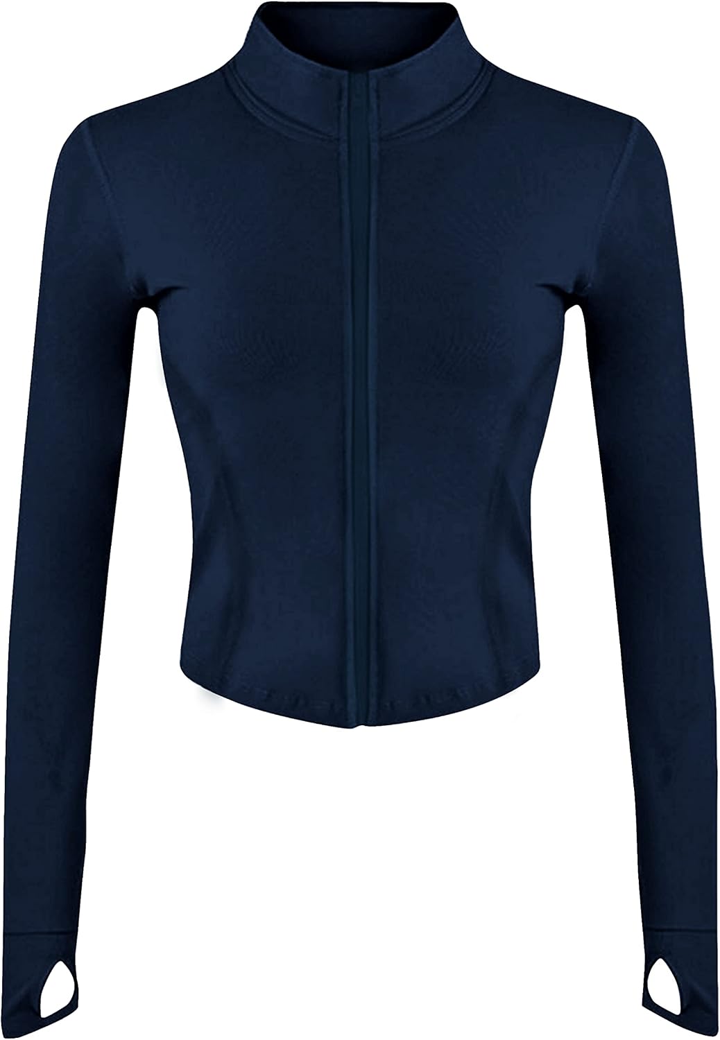 Womens Active Zip Up Running Workout Cropped Bbl Athletic Jacket with Thumb Holes
