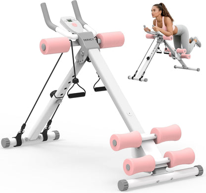 Adjustable Ab Workout Machine, Foldable Ab Trainer for Home Gym, 440 lbs Capacity