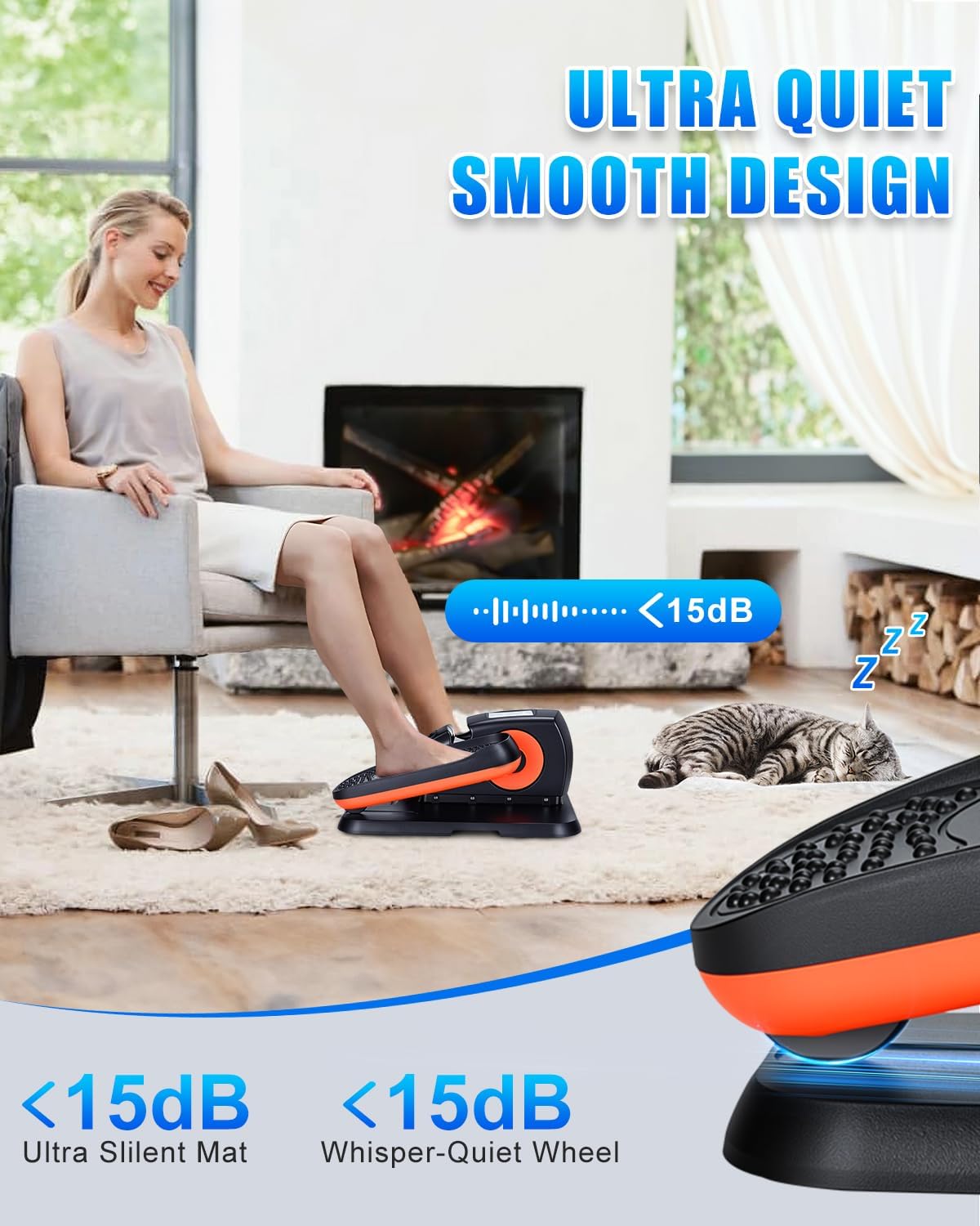 Under Desk Elliptical for Seniors – No Assembly, 12 Speeds, Quiet & Portable
