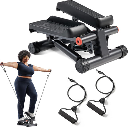 Health & Fitness Mini Stair Stepper with Resistance Bands for Home Gym, Adjustable Step Height, 300 lb Capacity, SunnyFit App
